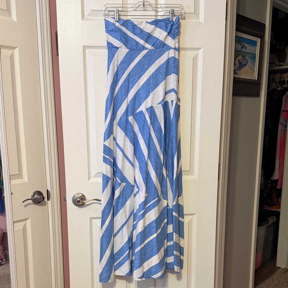Lilly Pulitzer Blue and White Striped Women's Tube Top Dress - Small